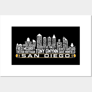 San Diego Baseball Team All Time Legends San Diego City Skyline Posters and Art